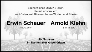Traueranzeige von Arnold Klehn von Nürnberger Nachrichten
