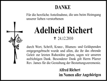 Traueranzeige von Adelheid Richert von Nürnberger Nachrichten
