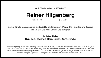 Traueranzeige von Reiner Hilgenberg von Nürnberger Nachrichten