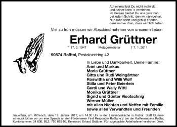 Traueranzeige von Erhard Grüttner von Nürnberger Nachrichten