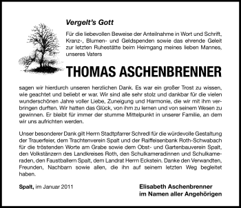 Traueranzeige von Thomas Aschenbrenner von Nürnberger Nachrichten