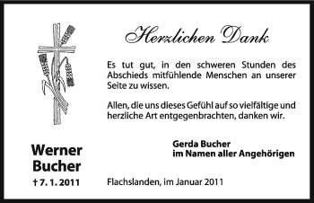 Traueranzeige von Werner Bucher von Nürnberger Nachrichten