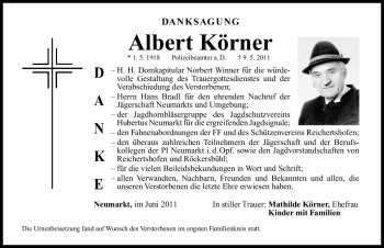 Traueranzeige von Albert Körner von Nürnberger Nachrichten