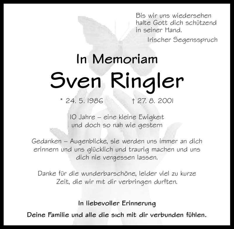  Traueranzeige für Sven Ringler vom 27.08.2011 aus Nürnberger Nachrichten