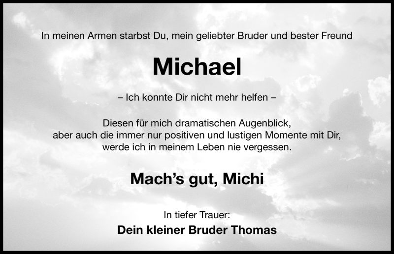  Traueranzeige für Michael  vom 09.09.2011 aus Nürnberger Nachrichten