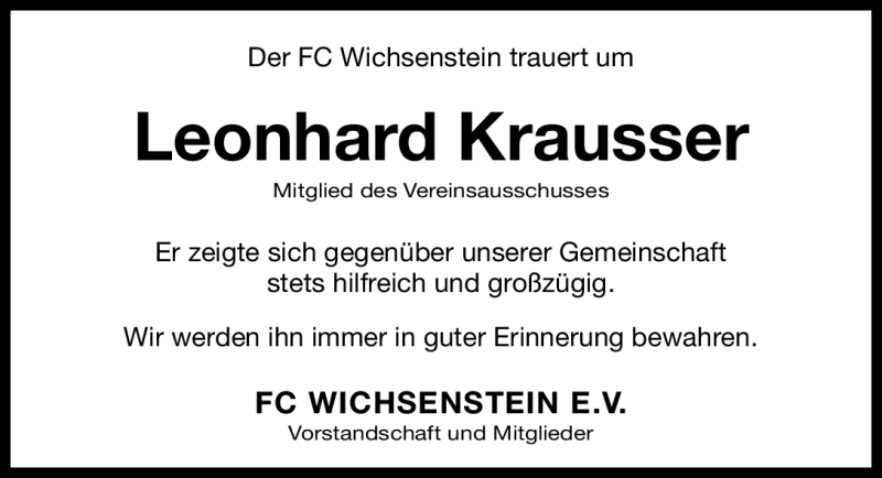  Traueranzeige für Leonhard Krausser vom 03.10.2011 aus Nürnberger Nachrichten