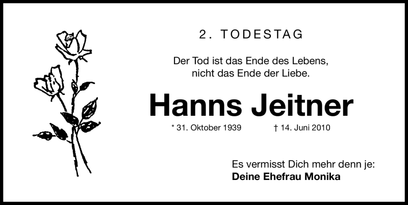 Traueranzeige für Hanns Jeitner vom 16.06.2012 aus Gesamtausgabe Nürnberger Nachrichten/ Nürnberger Ztg.