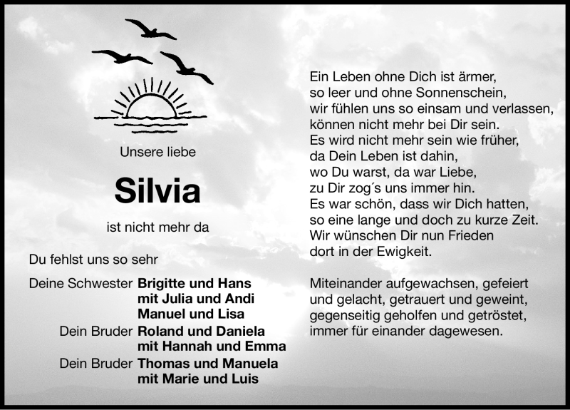  Traueranzeige für Silvia Weber vom 14.06.2012 aus Nordbayerische Nachrichten Herzogenaurach Lokal