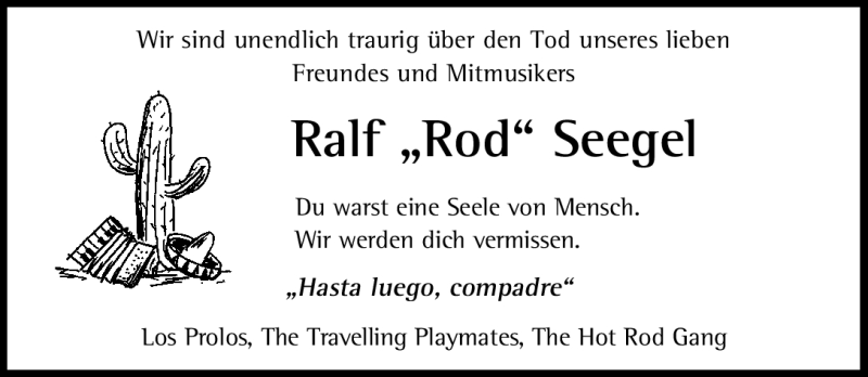  Traueranzeige für Ralf Seegel vom 30.06.2012 aus Fürther Nachrichten Lokal