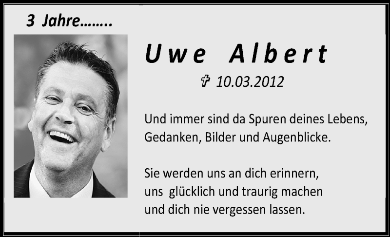 Traueranzeige für Uwe Albert vom 10.03.2015 aus Nordbayerische Nachrichten Herzogenaurach Lokal
