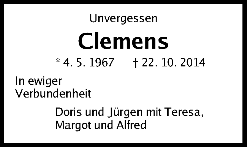  Traueranzeige für Clemens Laubis vom 22.10.2016 aus Gesamtausgabe Nürnberger Nachrichten/ Nürnberger Ztg.