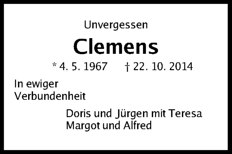  Traueranzeige für Clemens Laubis vom 21.10.2017 aus Gesamtausgabe Nürnberger Nachrichten/ Nürnberger Ztg.