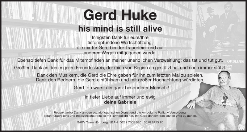  Traueranzeige für Gerd Huke vom 08.02.2017 aus Gesamtausgabe Nürnberger Nachrichten/ Nürnberger Ztg.