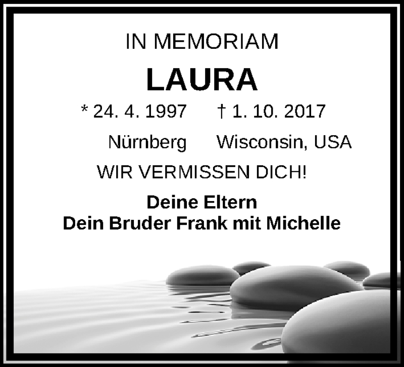  Traueranzeige für Laura Prechtel vom 01.10.2018 aus Gesamtausgabe Nürnberger Nachrichten/ Nürnberger Ztg.