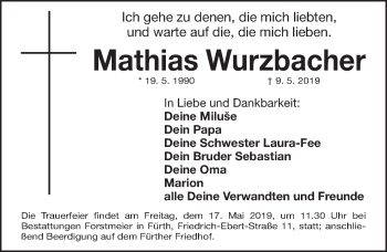 Traueranzeige von Mathias Wurzbacher von Fürther Nachrichten Lokal