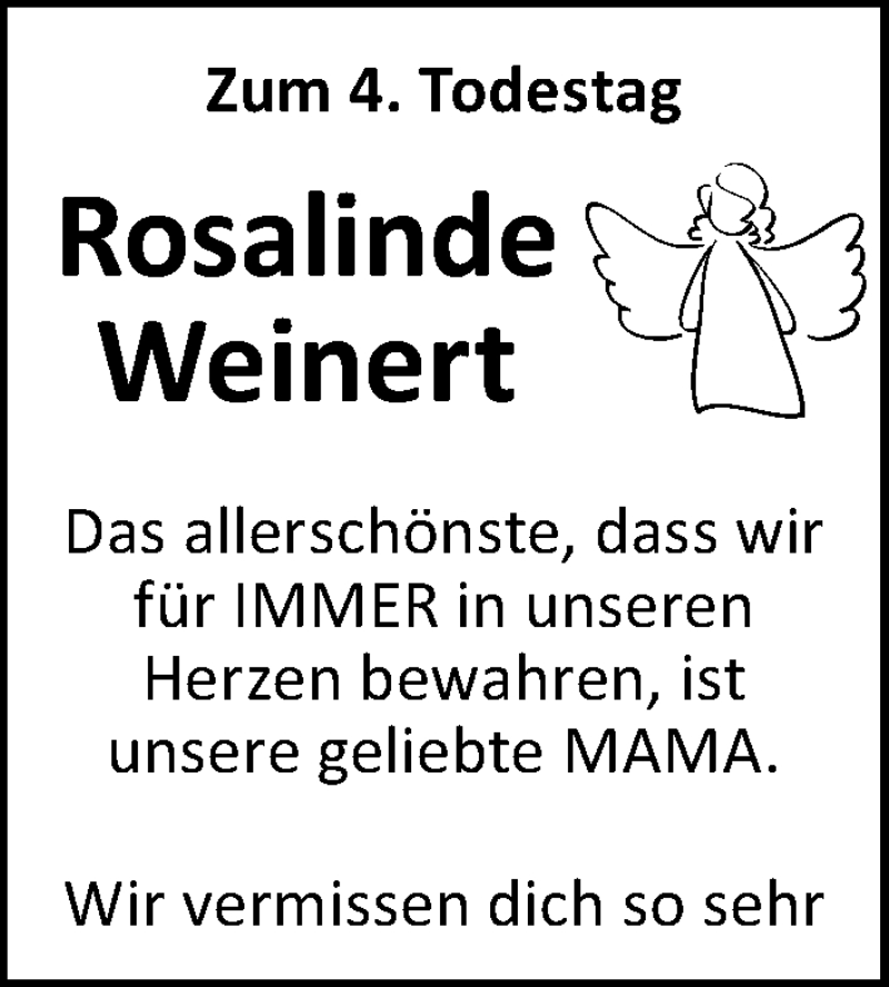  Traueranzeige für Rosalinde Weinert vom 23.07.2019 aus Schwabach