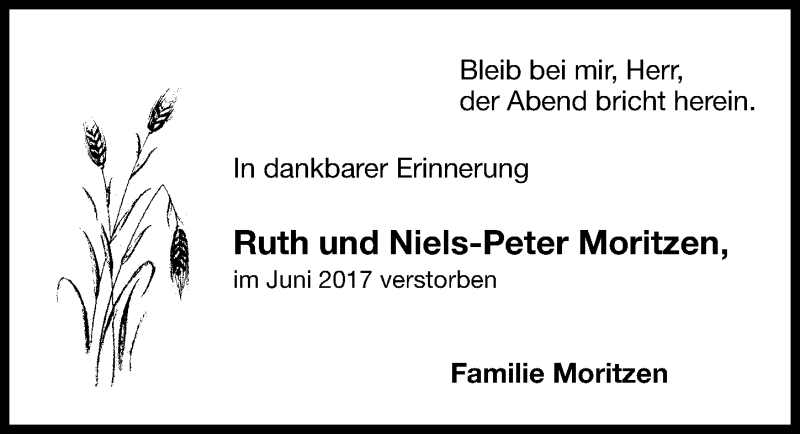  Traueranzeige für Niels-Peter Moritzen vom 03.06.2020 aus Erlanger Nachrichten Lokal