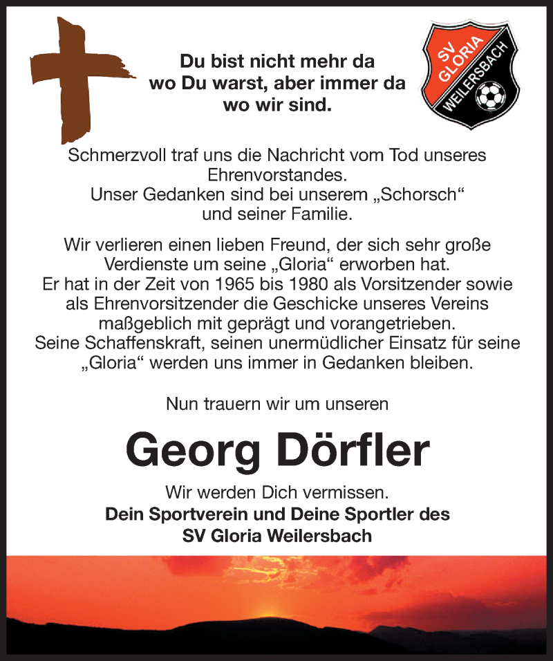  Traueranzeige für Georg Dörfler vom 20.10.2021 aus Nordbayerische Nachrichten Forchheim Lokal
