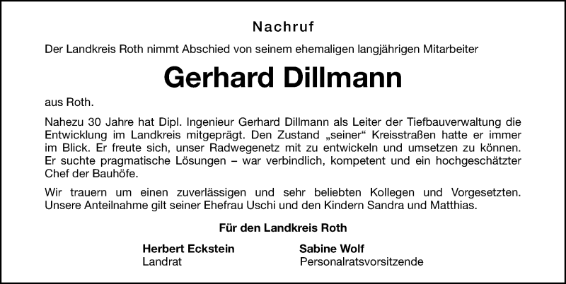  Traueranzeige für Gerhard Dillmann vom 28.10.2021 aus Roth-Hilpoltsteiner Volkszeitung/ Schwabach