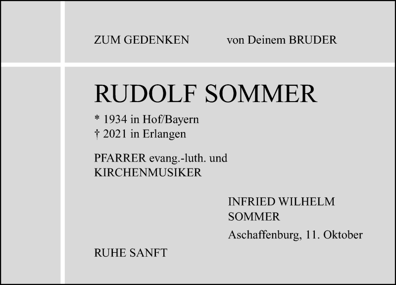  Traueranzeige für Rudolf Sommer vom 11.10.2021 aus Erlanger Nachrichten Lokal