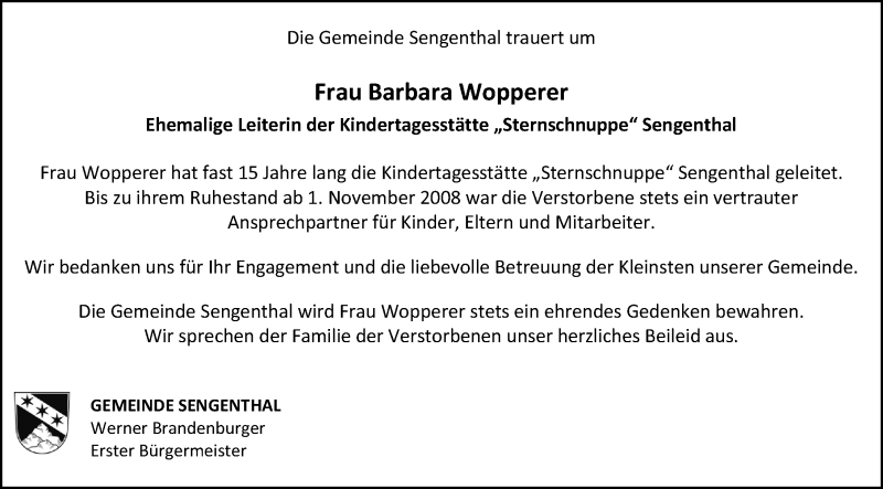  Traueranzeige für Barbara Wopperer vom 11.11.2021 aus Neumarkter Nachrichten Lokal