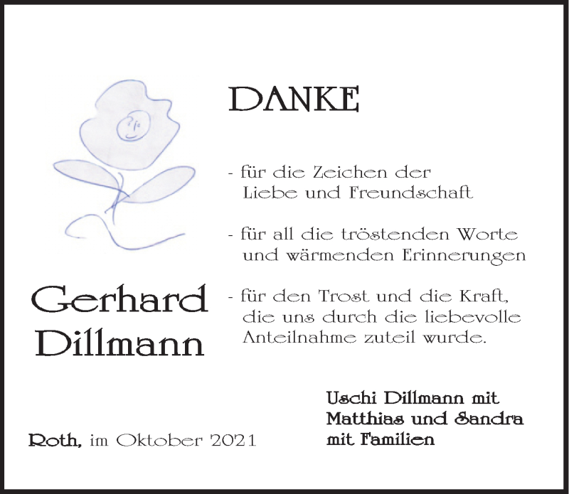  Traueranzeige für Gerhard Dillmann vom 06.11.2021 aus Roth-Hilpoltsteiner Volkszeitung Lokal