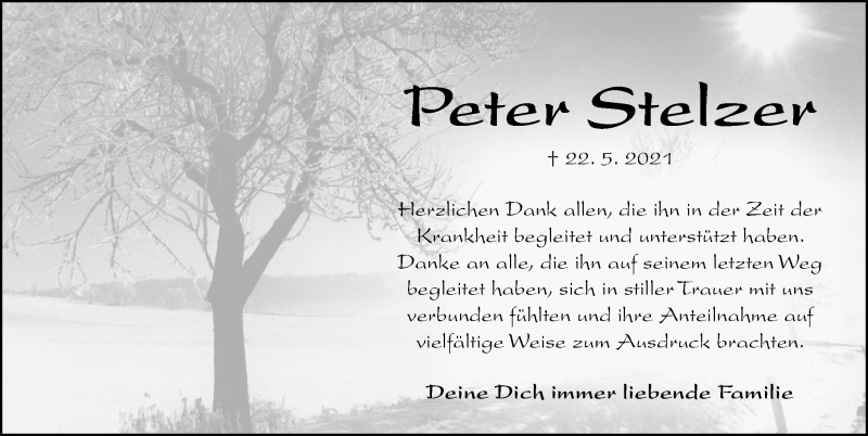  Traueranzeige für Peter Stelzer vom 19.06.2021 aus Altmühl-Bote Lokal