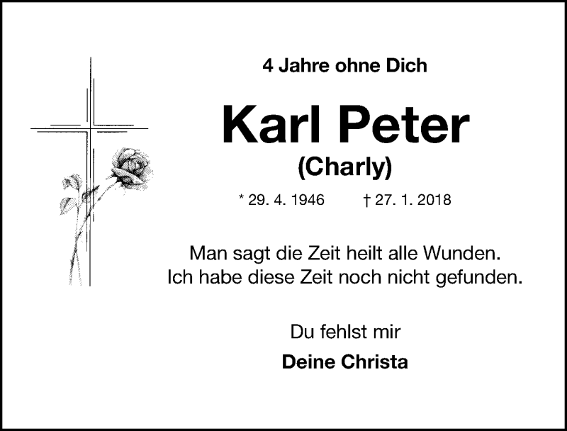  Traueranzeige für Karl Peter vom 27.01.2022 aus Neumarkter Nachrichten Lokal