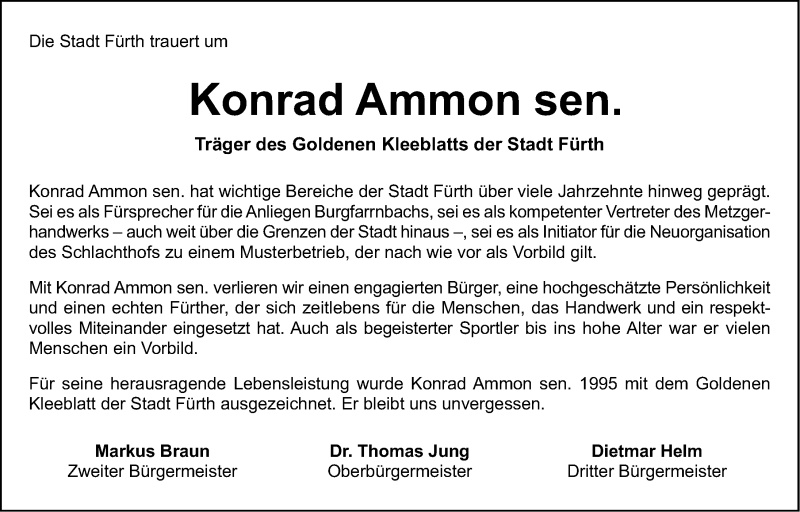  Traueranzeige für Konrad Ammon vom 17.01.2022 aus Fürther Nachrichten Lokal