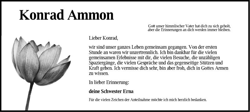  Traueranzeige für Konrad Ammon vom 29.01.2022 aus Fürther Nachrichten Lokal