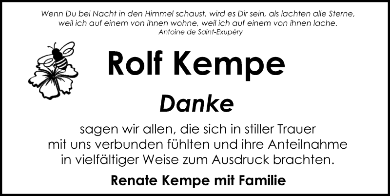  Traueranzeige für Rolf Kempe vom 22.01.2022 aus Schwabacher Tagblatt Lokal