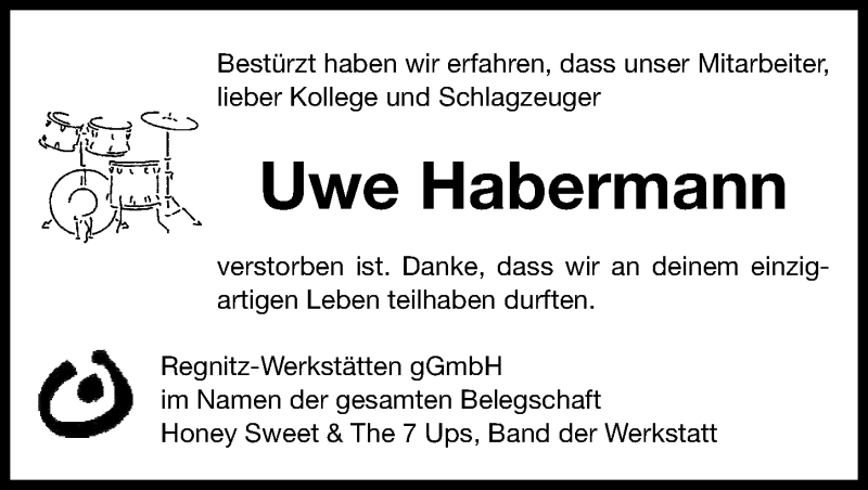  Traueranzeige für Uwe Habermann vom 15.01.2022 aus Erlanger Nachrichten Lokal