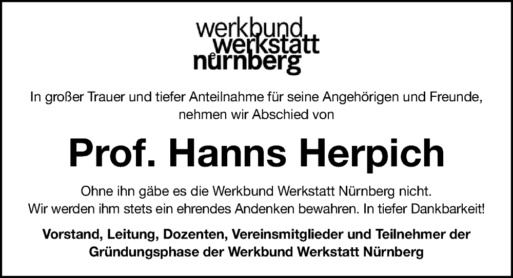  Traueranzeige für Hanns Herpich vom 16.07.2022 aus Gesamtausgabe Nürnberger Nachrichten/ Nürnberger Ztg.