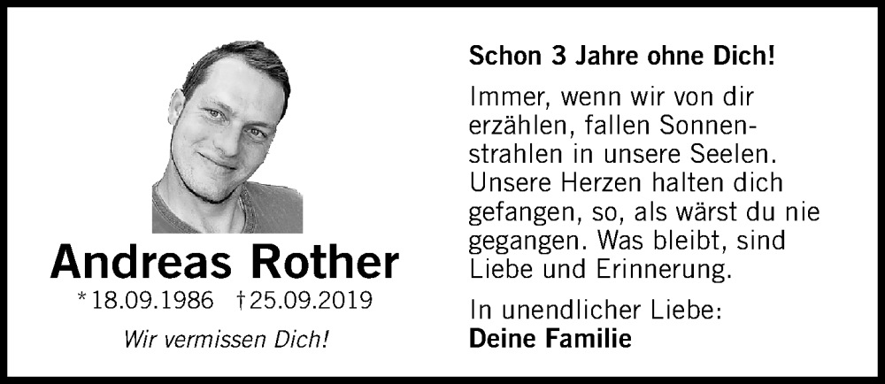  Traueranzeige für Andreas Rother vom 24.09.2022 aus Neumarkter Nachrichten Lokal