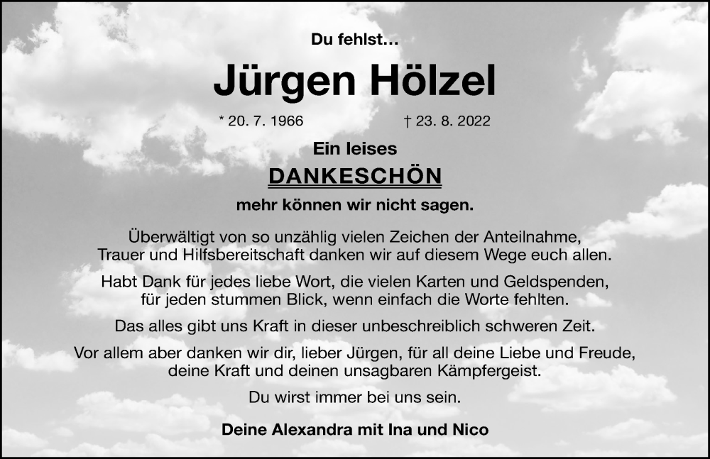  Traueranzeige für Jürgen Hölzel vom 17.09.2022 aus Nordbayerische Nachrichten Pegnitz Lokal